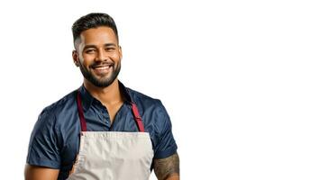 AI generated Portrait of a male chef isolated on white background photo