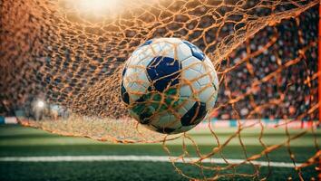 AI generated Soccer ball mesh background photo