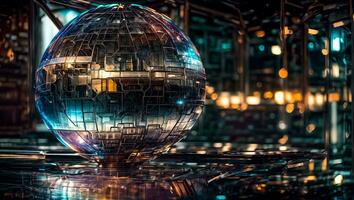 AI generated Beautiful colored disco ball closeup photo