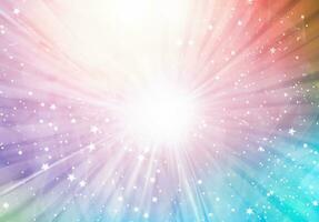 colorful sparkling background with radial rays, lights and stars. Unicorn background. photo