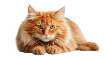 AI generated Fluffy red cat isolated on white background photo