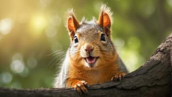 AI generated Cute funny squirrel close up photo