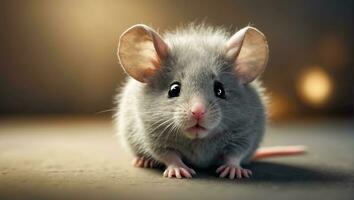 AI generated Cute funny fluffy mouse close up photo