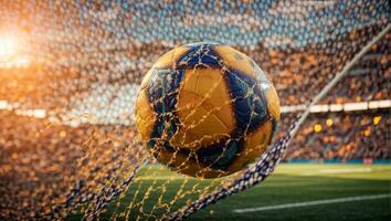 AI generated Soccer ball mesh background photo