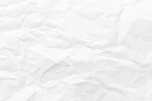 White crumpled paper texture background. Clean white paper. Top view. photo