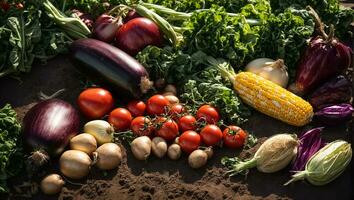 ai generado varios vegetales en el jardín foto