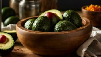 AI generated Fresh avocado in the kitchen photo