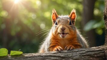 AI generated Cute funny squirrel close up photo