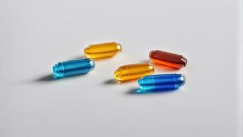 AI generated Colored pharmaceutical capsules background photo