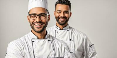 AI generated Portrait of a male chef on a light background photo