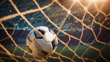 AI generated Soccer ball mesh background photo