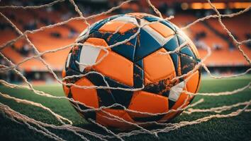 AI generated Soccer ball mesh background photo