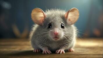 AI generated Cute funny fluffy mouse close up photo