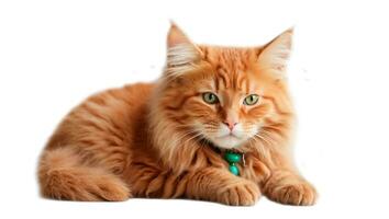 AI generated Fluffy red cat isolated on white background photo