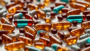 AI generated Colored pharmaceutical capsules background photo