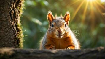 AI generated Cute funny squirrel close up photo