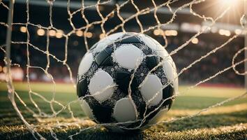 AI generated Soccer ball mesh background photo