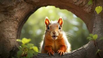 AI generated Cute funny squirrel close up photo