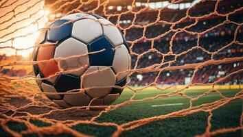 AI generated Soccer ball mesh background photo