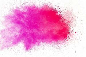 Colorful background of pastel powder explosion.Color dust splash on white background. photo