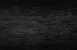 Dark black grunge brick wall texture background with old dirty and vintage style pattern. photo