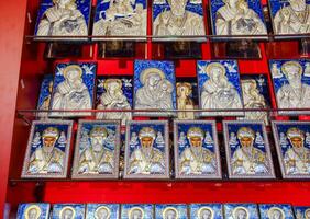 Orthodox icons on the shop counter. photo