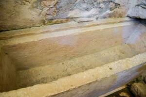 Sarcophagus in church of St. Nicholas in Demre Turkey. photo