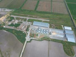 Plant for the drying and storage of grain. Top view. photo