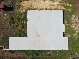 The foundation of the house under construction. Top view of the foundation of the house. Housing construction photo