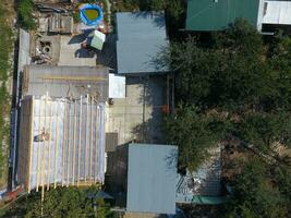 Private house and outbuildings. Repair the roof of the house photo