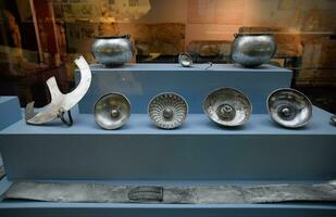 Silverware, exhibits of the museum of antiquities in Antalya. photo