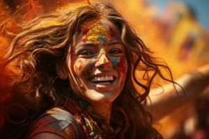 AI generated Shaded chaos intricate patterns in holi colorful bustle, holi festival images hd photo