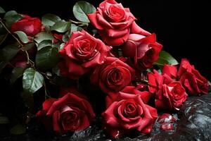 AI generated A romantic cascade of red roses symbolizing eternal affection, engagement, wedding and anniversary image photo