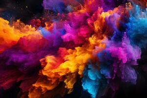 AI generated Holi colors painting celestial constellations, holi festival images hd photo