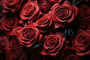 A captivating crescendo of love portrayed through red roses arrangement, engagement, wedding and anniversary image photo