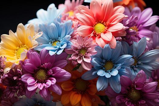 AI generated Rainbow blooms in full spectrum, spring photography photo