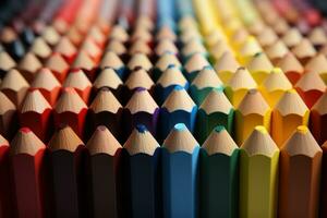 AI generated Colorful pencils gathered in harmony, educational photo