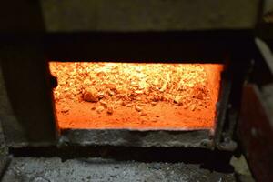 Hot coals in the stove photo