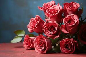 Red roses on an artistic palette, engagement, wedding and anniversary image photo