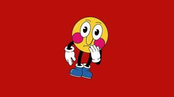 Cartoon emoji 2d animated video Red background video.