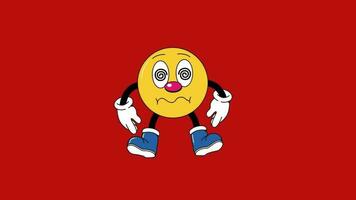 Cartoon emoji 2d animated video Red background video.