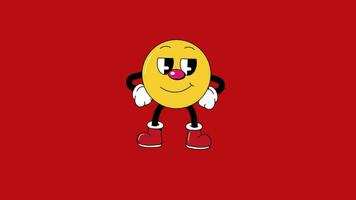 Cartoon emoji 2d animated video Red background video.