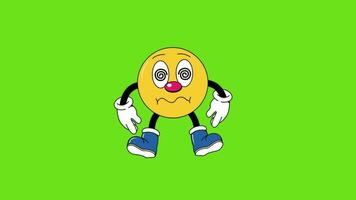 Cartoon emoji 2d animated video Green background.