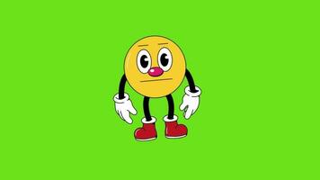 Cartoon emoji 2d animated video Green background.