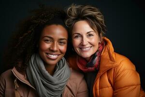 AI generated Diverse mothers and daughters united, empowering women images photo