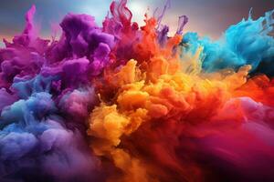 AI generated Sky canvas holi vibrant cloudscape, holi festival image download photo