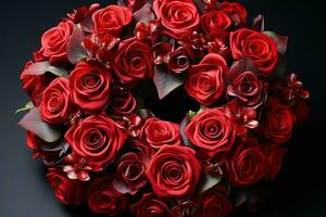 Red roses arranged in an infinite symbol, engagement, wedding and anniversary image photo