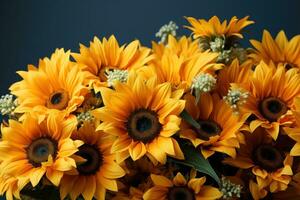 AI generated Blooms sunflowers composing a floral score, spring photography photo