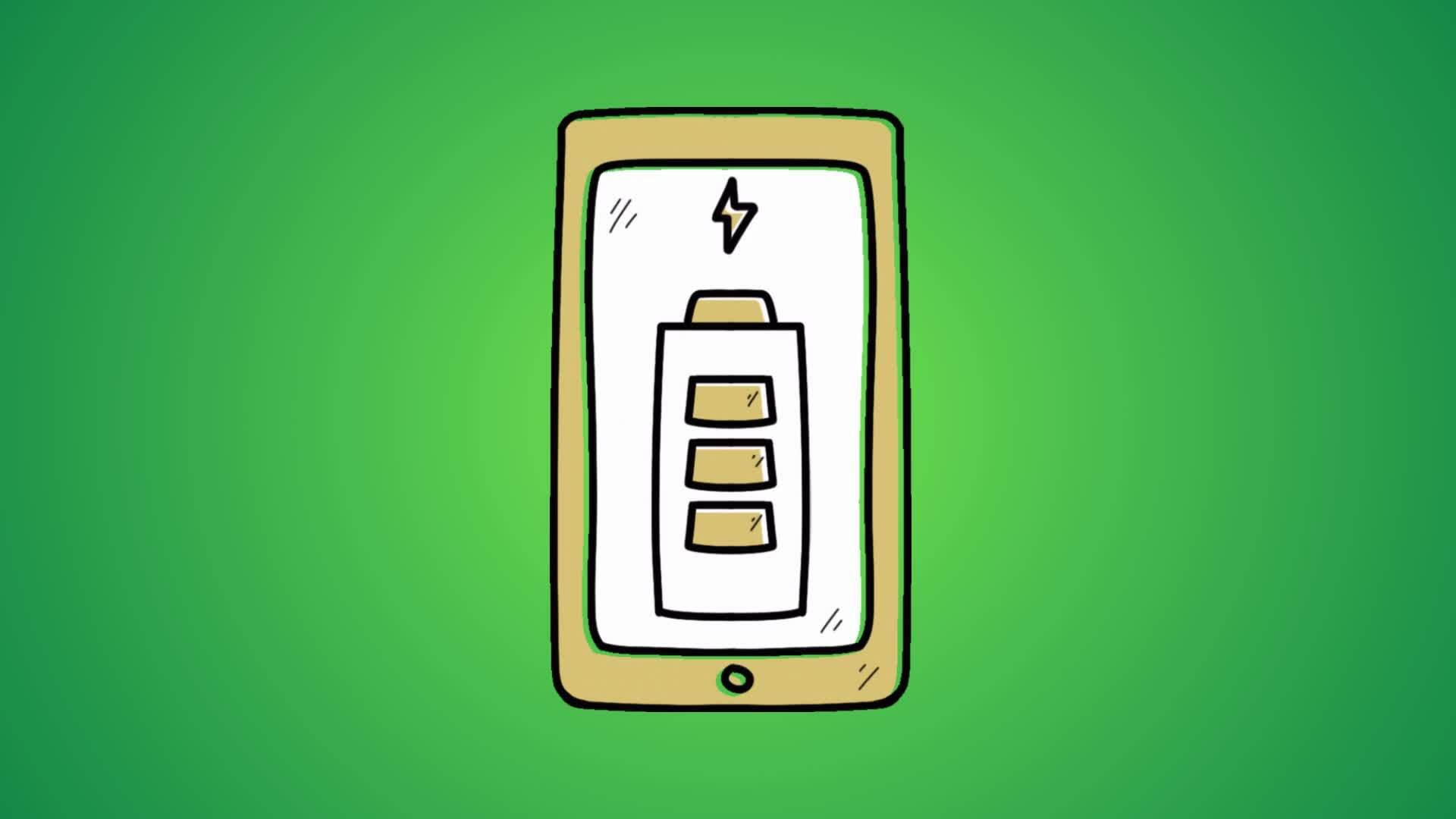 mobile phone charging animation with battery charge indicator. phone