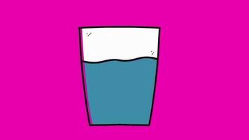 water glas 2d geanimeerd tekenfilm video